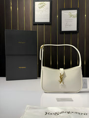 Ysl Saint Laurent White Leather Shoulder Bag With OG Box & Dust Bag 9032 White