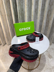 WMN Crocs Mega Crush Clogs Black Varsity Red For Her