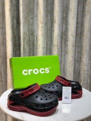 WMN Crocs Mega Crush Clogs Black Varsity Red For Her