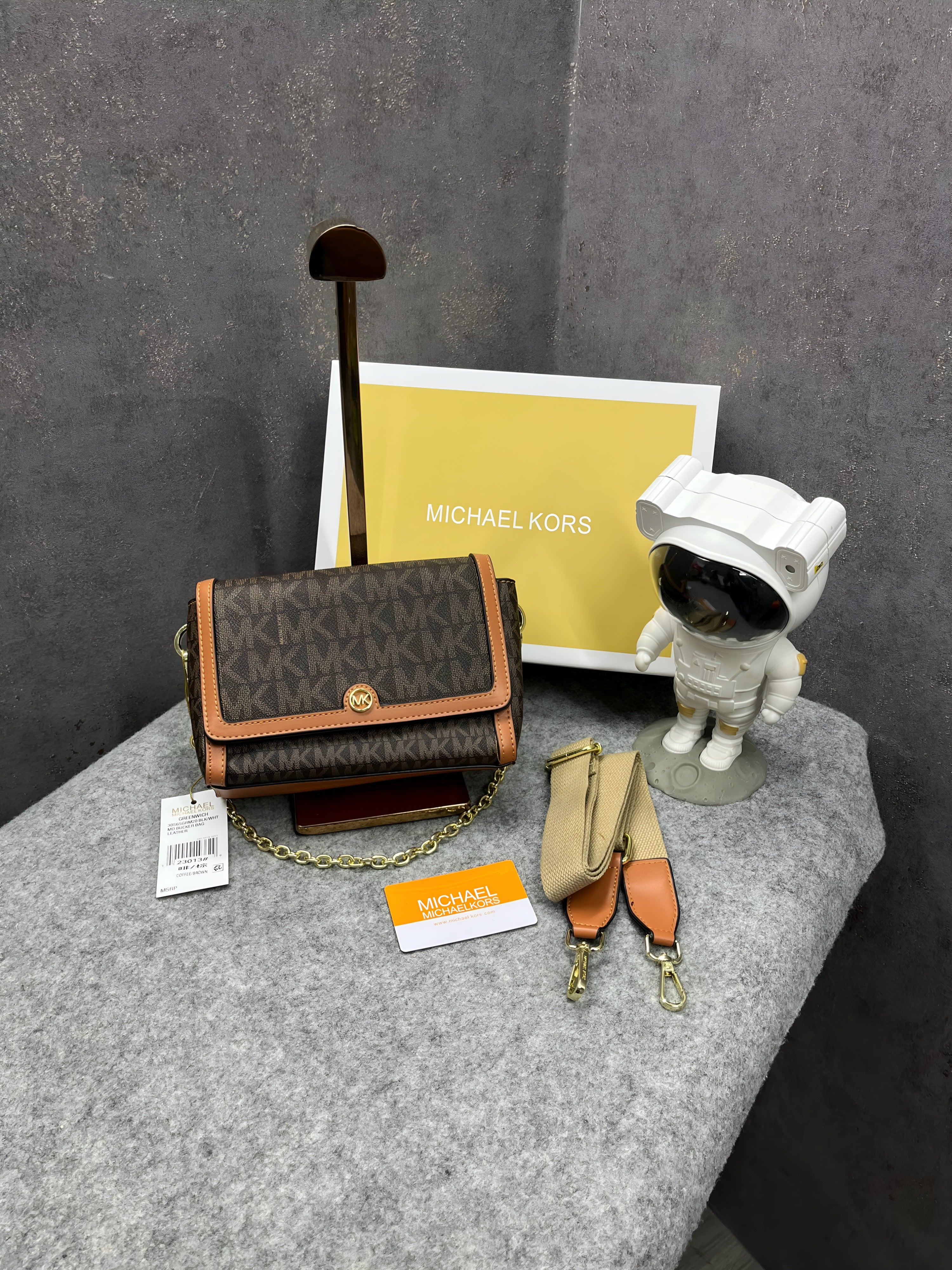 Michael Kors Freya Crossbody Bag With OG & Dust Bag 23013 Coffee Brown