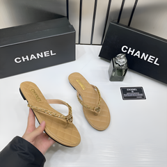 Chanel Apricot Flat Mule For Her Wid OG Box B2428