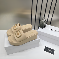 Coach Eloise Apricot Platform Slide Sandal With OG Box & Dust Bag 6622-7 Apricot