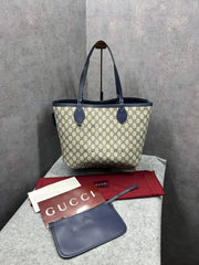 Gucci GG Totissima Supreme Reversible Denim Blue Tote Bag With Dust Bag 820481
