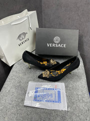 Versace Pumps Heel Black With Medusa Head With OG Box Carry Bag