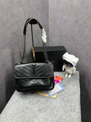 YSL Saint Laurent Niki Baby Crinkle Vintage Leather Black With OG Box &  Dust Bag 6029