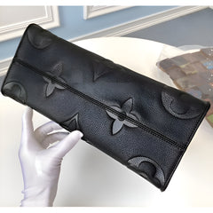 Louis Vuitton LV On The Go Monogram Premium Leather Tote Bag With Dust Bag (Black-M44571)
