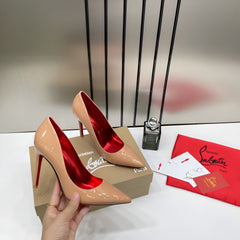 Christian Louboutin Miss Sparkle Bottom Apricot Z Heels Patent With OG Box & Dust Cover
