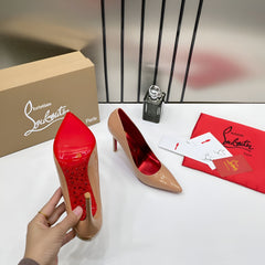 Christian Louboutin Miss Sparkle Bottom Apricot Z Heels Patent With OG Box & Dust Cover