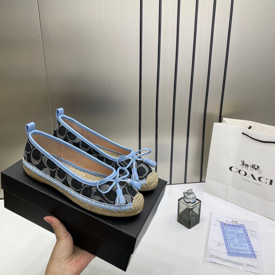 Coach Collins Espadrille In Signature Denim With OG Box & Carry Bag 888-21 Denim