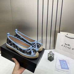 Coach Collins Espadrille In Signature Denim With OG Box & Carry Bag 888-21 Denim