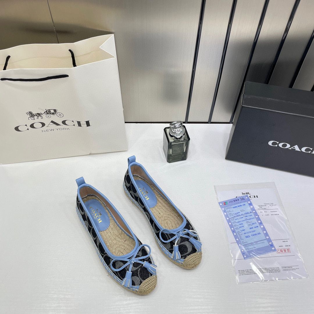 Coach Collins Espadrille In Signature Denim With OG Box & Carry Bag 888-21 Denim