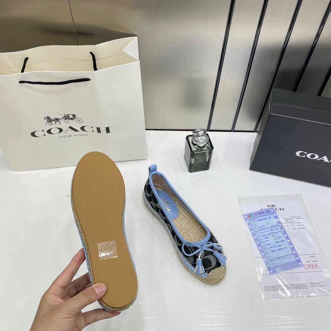 Coach Collins Espadrille In Signature Denim With OG Box & Carry Bag 888-21 Denim