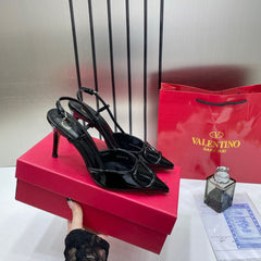 Valentino Premium  heels Vlogo Patent Leather Slingback Black