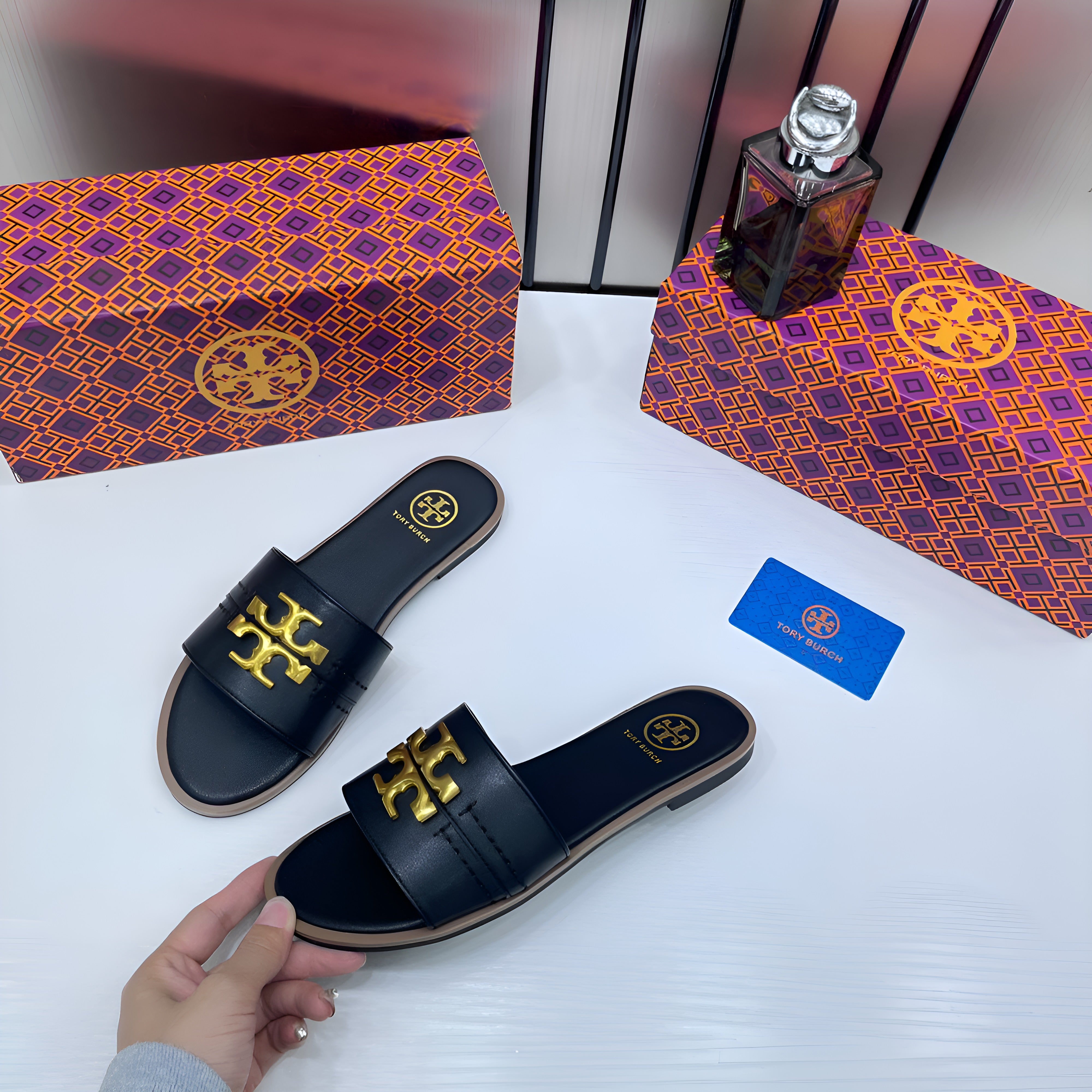 Tory Burch Eleanor Slide Flat BlackWith OG Box