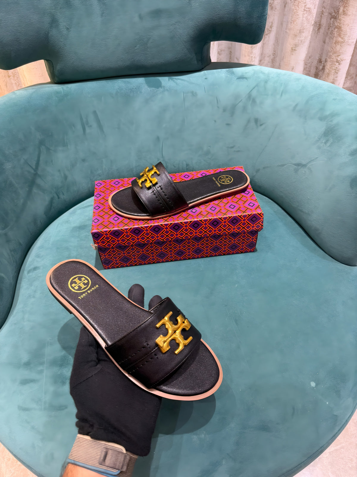Tory Burch Eleanor Slide Flat BlackWith OG Box