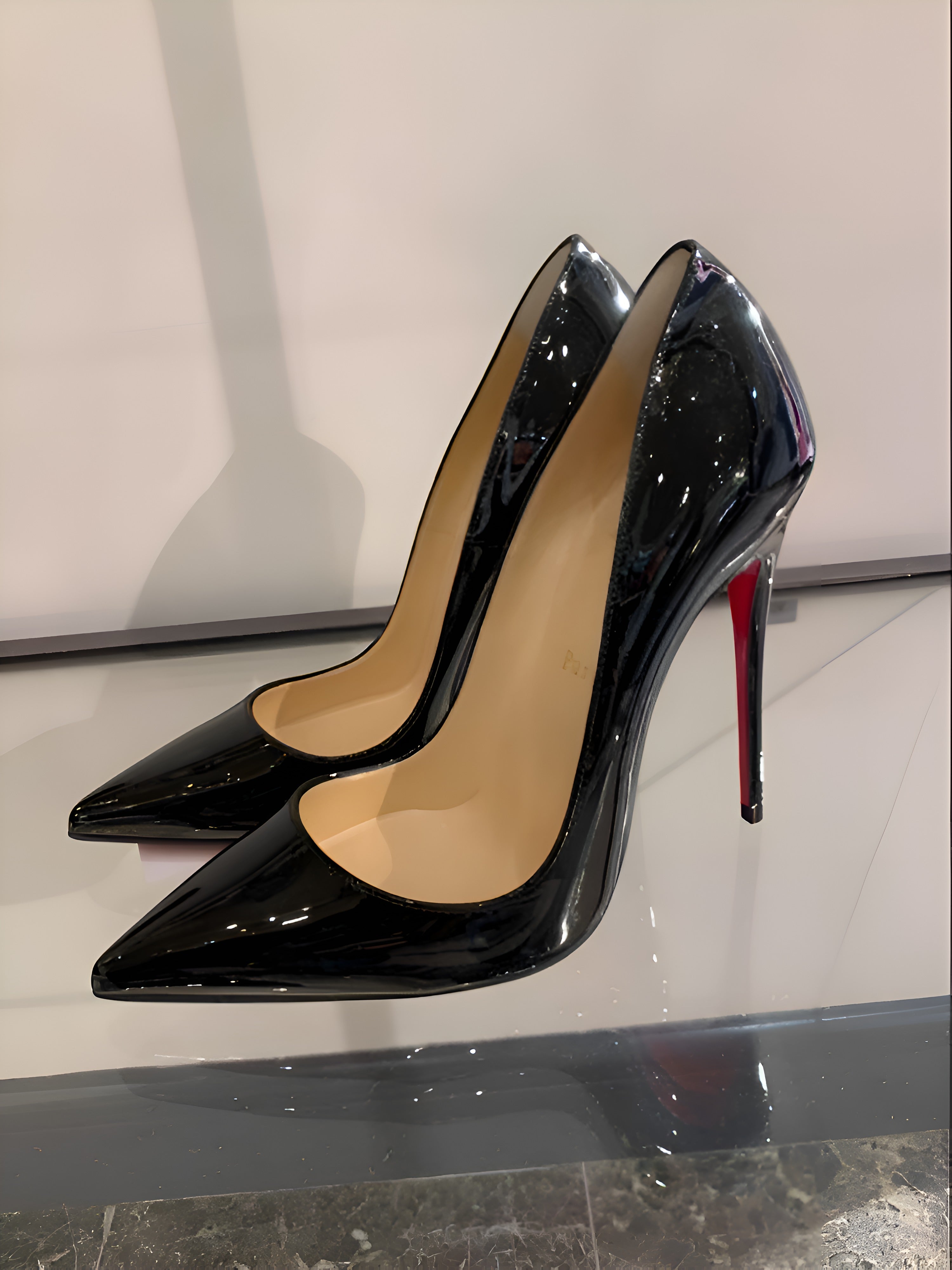 Christian Louboutin Miss Iriza Black Z Heels Patent With OG Box & Dust Cover