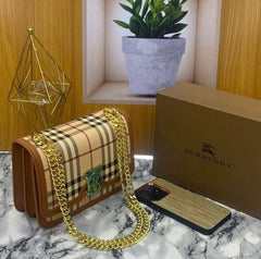 Burberry TB Monogram Quilted Shoulder Bag With OG Box & Dust Bag (Checks - 348)