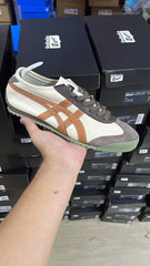 Onitsuka Tiger Mexico 66 shoe in the Oatmeal Brown or Cream Piquant Orange