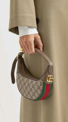 Gucci Ophidia Mini Crescent Shaped Small Shoulder Bag Brown GG Monogram With OG Box Dust Cover & Carry Bag 658551
