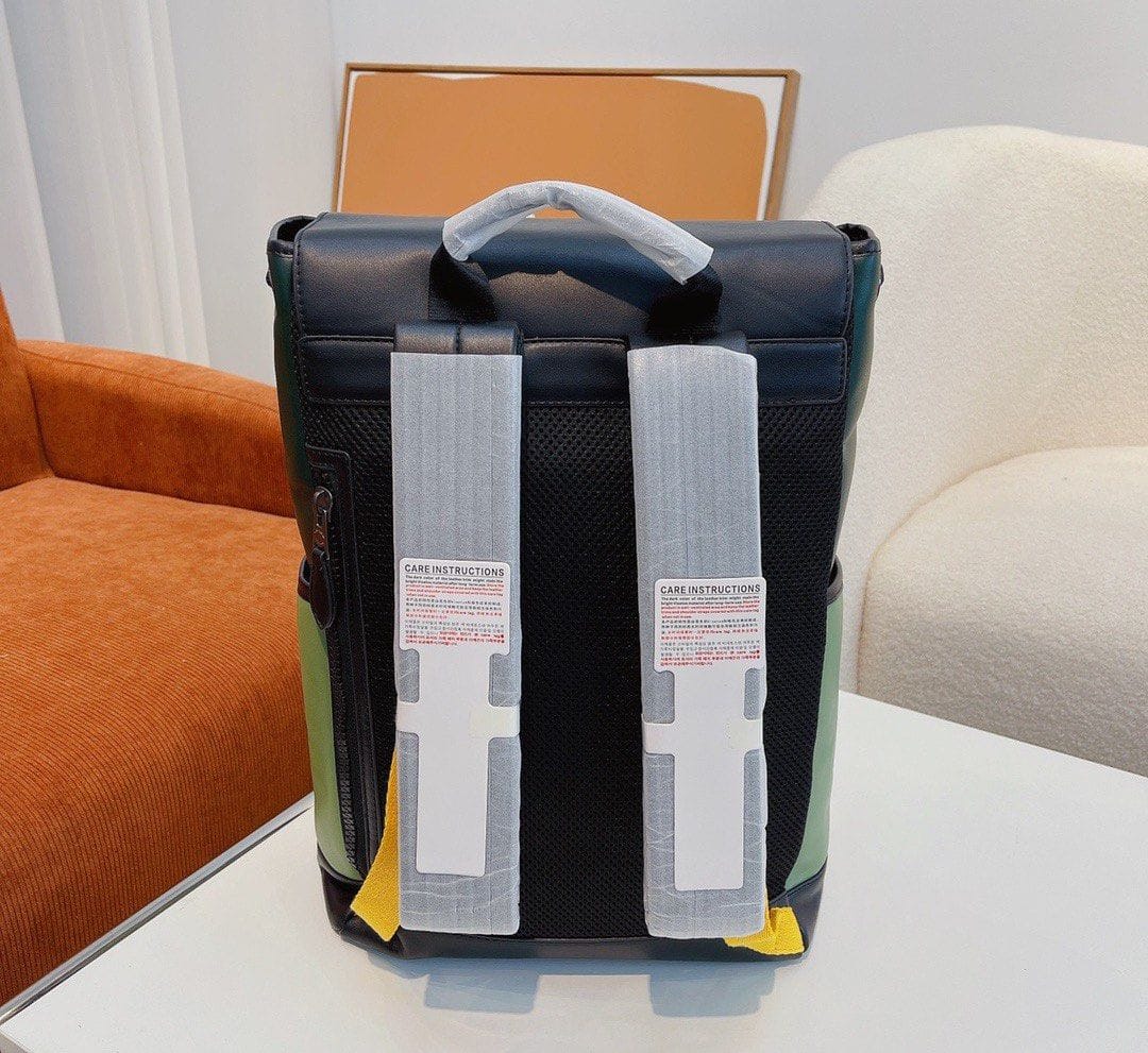 Coach Track Backpack Colorblock Jungle Green Signature Canvas & High Quality Leather With Dust Cover & Carry Bag G69120