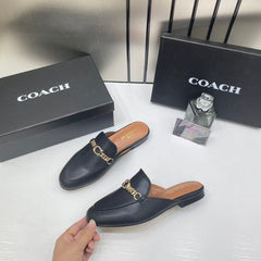 Coach Samie Mule Black Loafers For Woman With OG Box & Carry Bag 886-28