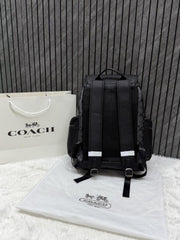 Coach Unisex Rivington Backpack Black Sprint Leather With Dust Bag 059 Black