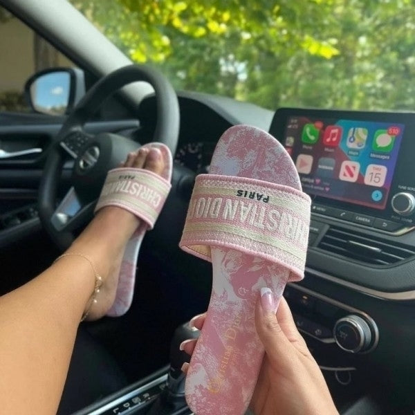 Christian Dior Pink Tiger Dway Slide With OG Box & Carry Bag (Pink Tiger)