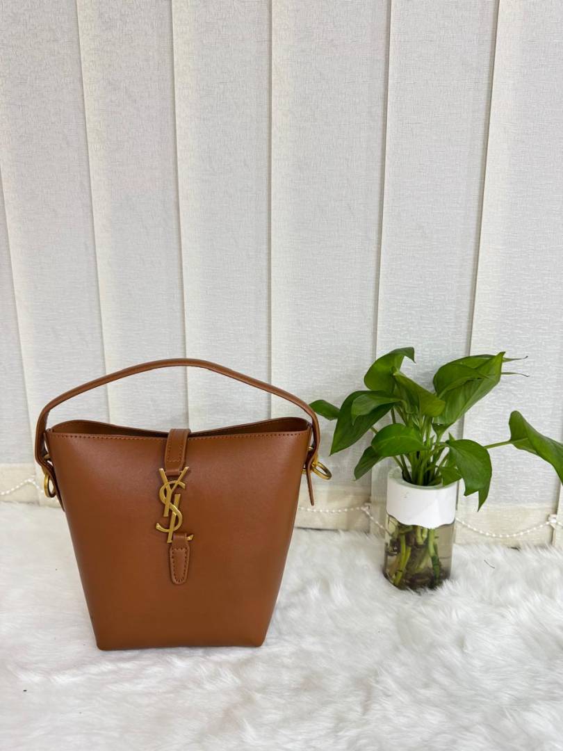 Ysl Saint Laurent Le 37 bucket Bag Brown With OG Box Dust Cover & Carry Bag 88751 Brown