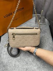 Louis Vuittion Pochette Mtis East West Monogram Empreinte leather With Dust Cover & Carry Bag M46279 Khakhi Brown