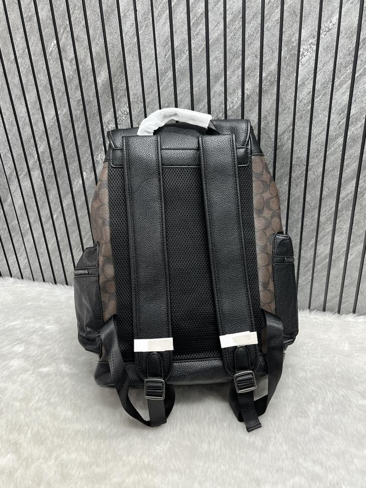 Coach Unisex Rivington Backpack Coffee Black Sprint Leather With Dust Bag 059 Coffee Black