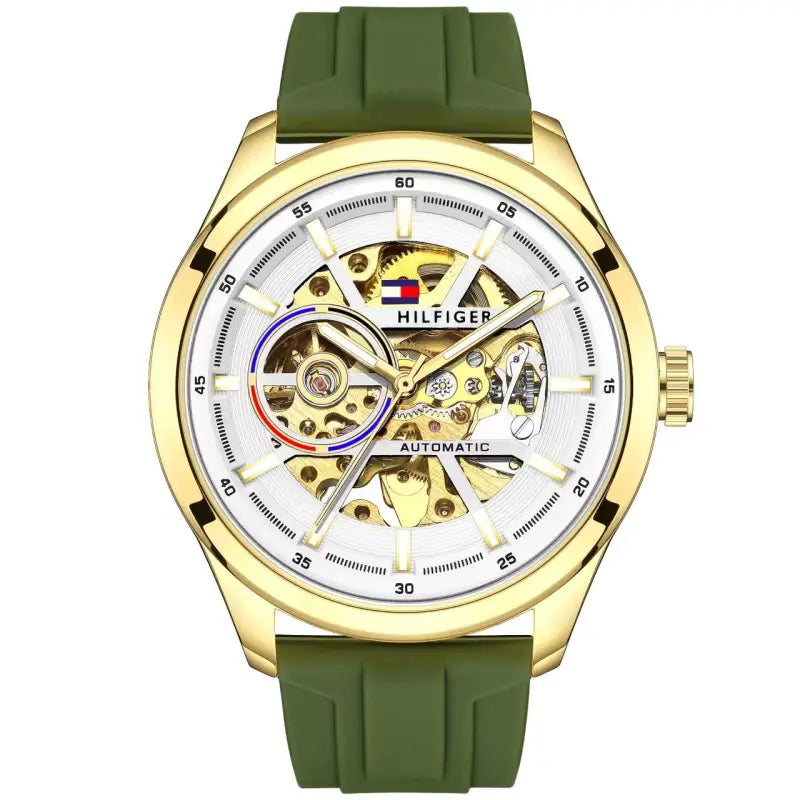 Tommy Hilfiger Automatic Silicon Green Gold White