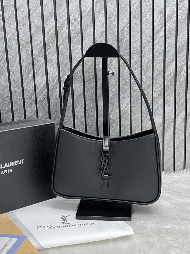 Ysl Saint Laurent Hobo All Black Leather Shoulder Bag With OG Box & Dust Bag 6030 Black