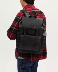 Coach Unisex Rivington Backpack Black Sprint Leather With Dust Bag 059 Black