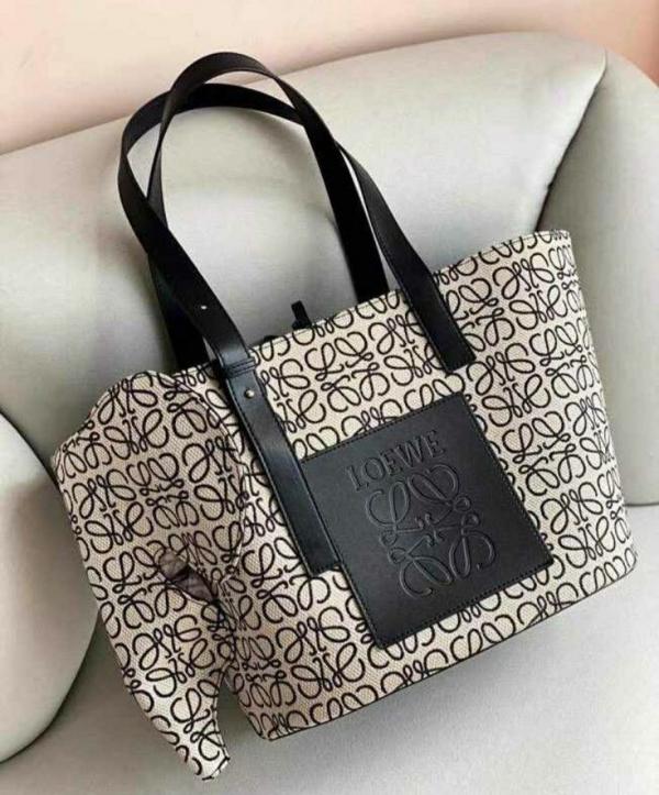 Loewe Elephant Anagram Premium Edition Basket Tote Bag With Dust Bag (Black - 700)