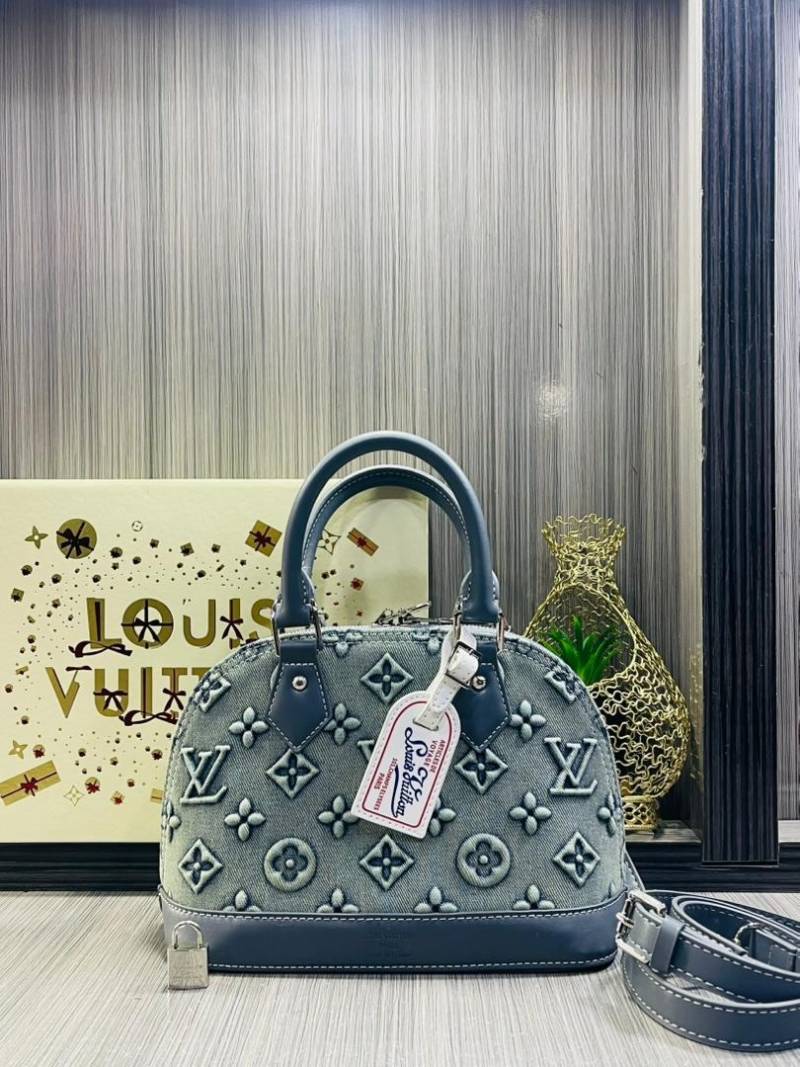 Louis Vuittion Alma Bb Monogram Denim With OG Double Box Dust Cover Carry Bag M46990