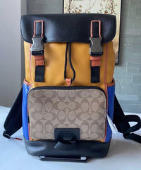 Coach Track Backpack Colorblock Signature Canvas & High Quality Leather With Dust Cover & Carry Bag O2712