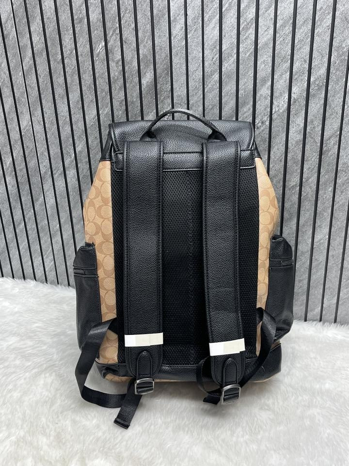 Coach Unisex Rivington Backpack Apricot Black Leather With Dust Bag 059 Apricot Black