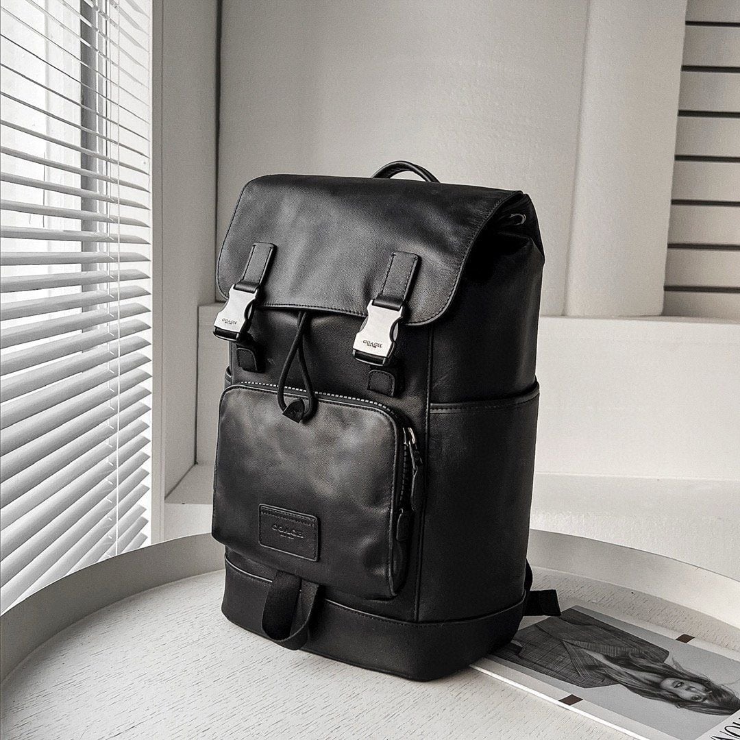 Coach Rivington Backpack Black Spirit Signature Canvas Unisex Backpack With Dust Cover 058 Black