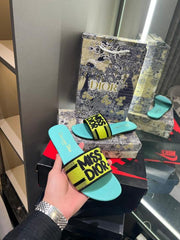 Miss Dior Top Quality Dway Slide With OG Box & Carry Bag (Yellow Green)