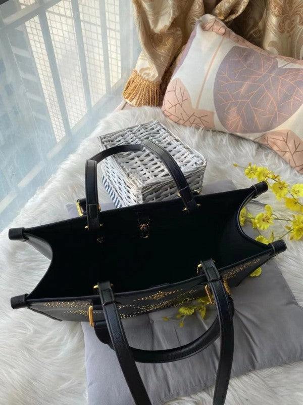 Louis Vuitton LV M46733 On The Go Premium Monogram Empreinte Leather Tote Bag With OG Magnetic Box & Dust Bag (Black - 649)
