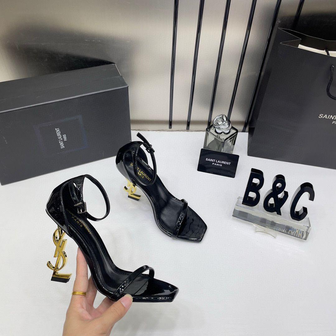 Saint Laurent YSL Heels Black Gold
