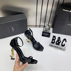 Saint Laurent YSL Heels Black Gold