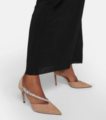 Jimmy Choo Stevie Suede Brown Leather Heels For Women With Original Box And Carry Bag