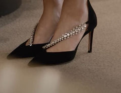 Jimmy Choo Stevie Black Suede Leather Heels With Original Box and Carry Bag
