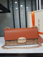 Coach Eliza Premium Crossbody Sling Bag With OG Magnetic Gift Box & Dust Bag (Tan Brown - 916)
