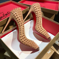 Christian Louboutin Pigalle Spikes Pointed Toe Heels For Women With Original Box Carry Bag And Dustcover