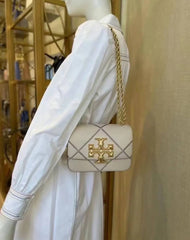 Tory Burch Eleanor Diamond Quilted Leather Shoulder Bag White With OG Box Dust Cover 2123