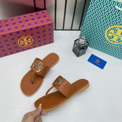 Tory Burch Eleanor Brown Thong Sandals For Women With Original Box And Carry Bag