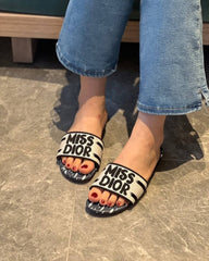 Dior Miss Dior Deep Blue Dway Flats For Woman With Original Box Dustcover CarryBag And Accessories