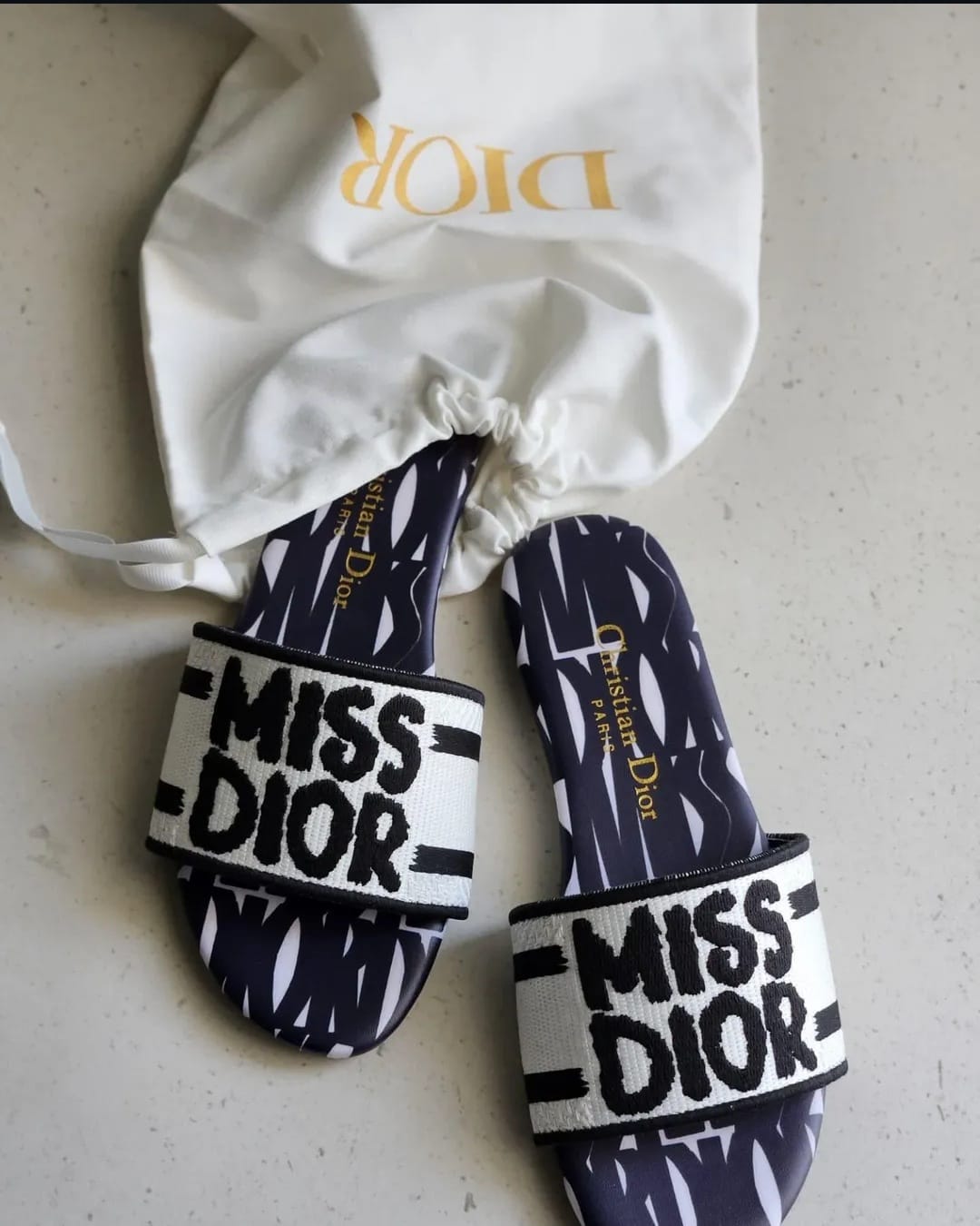 Dior Miss Dior Deep Blue Dway Flats For Woman With Original Box Dustcover CarryBag And Accessories